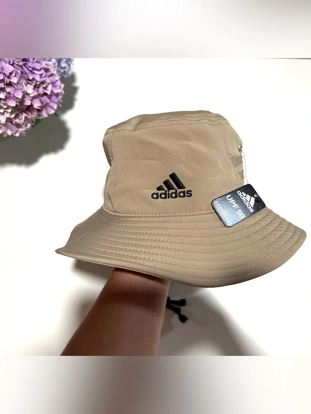 adidas Tan Bucket Hat with Black Logo